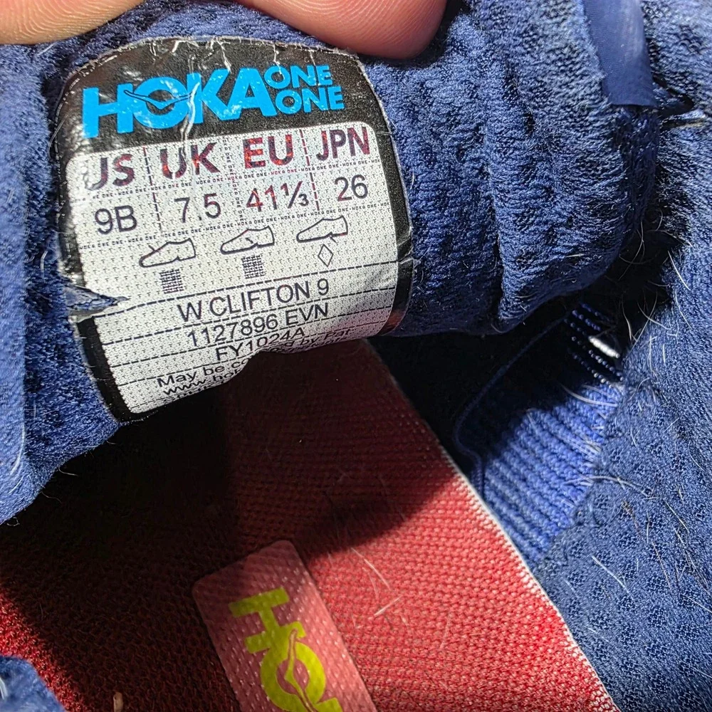 Hoka Clifton 9 Womens Running Shoes Blue Pink 1127896 EVN Size 9